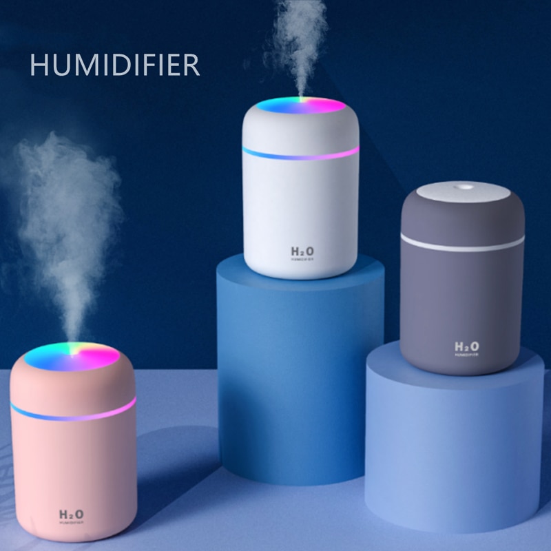 Umidificador Portátil,  Difusor de Aroma e Pulverizador  com Luz Noturna Colorida - USB
